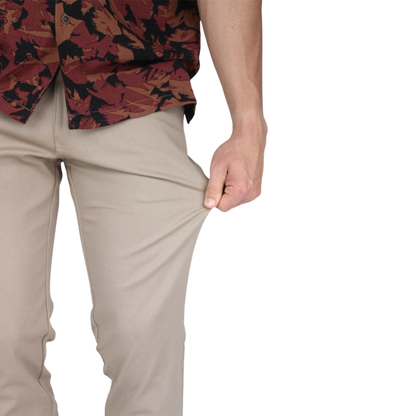 Pantalón de Vestir Stretch Color Caki Slim Fit Para Hombre