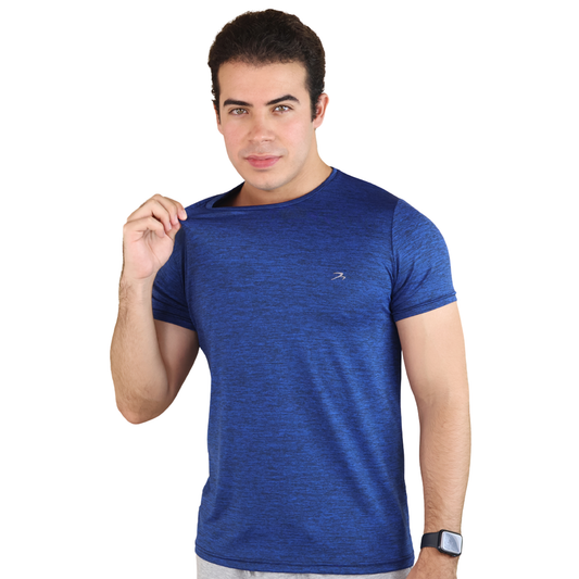Playera Deportiva Hombre Running Gym Azul Rey Manga Corta