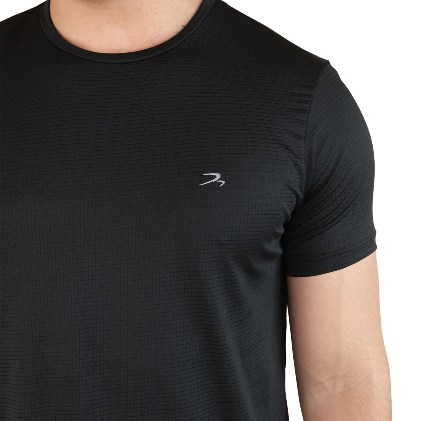 Playera Hombre Fitness Negro Manga Corta Secado Rápido