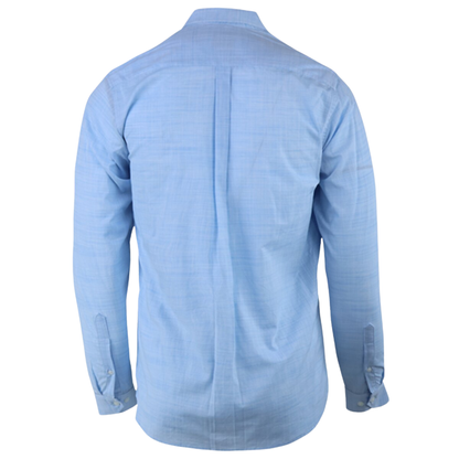 Men's Slim Fit Long Sleeve Linen Texture Marled Blue Shirt