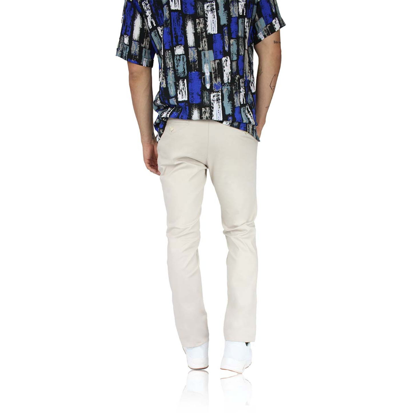Pantalón Color Arena Stretch Slim Fit De Algodón Para Caballero