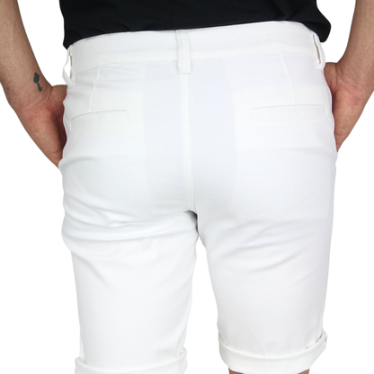 Bermuda De Vestir Color Blanco De Algodón Corte Slim Fit Para Hombre