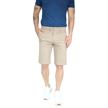 Bermuda De Gabardina Color Caki  Slim Fit Stretch Para Hombre