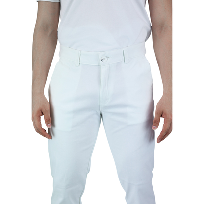 Pantalón Blanco Slim Fit De Gabardina De Algodón Para Caballero