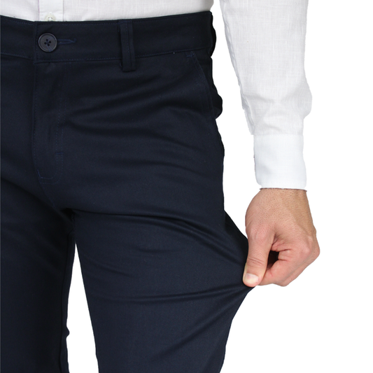 Pantalón Stretch de Vestir Color Azul Marino Slim Fit Para Caballero