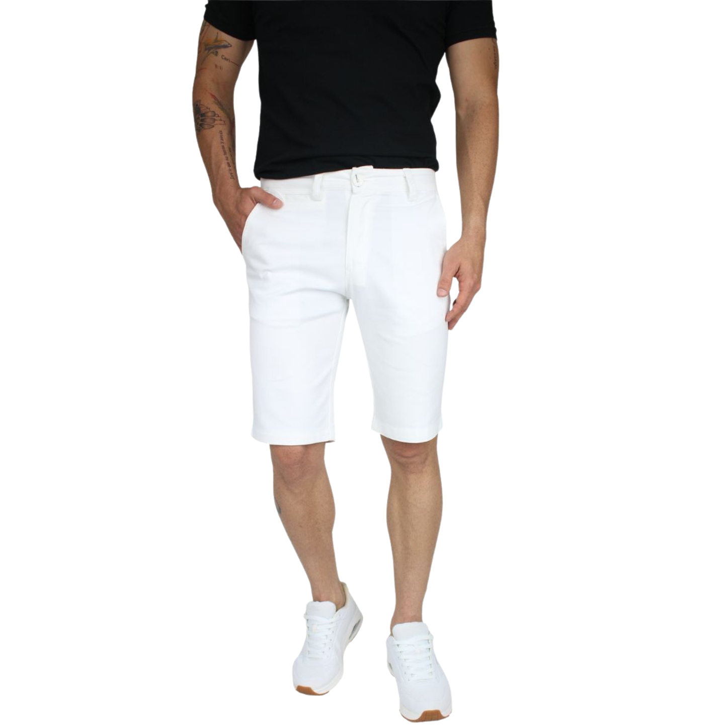 Bermuda De Vestir Color Blanco De Algodón Corte Slim Fit Para Hombre