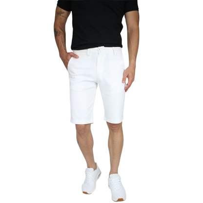 Bermuda De Vestir Color Blanco De Algodón Corte Slim Fit Para Hombre