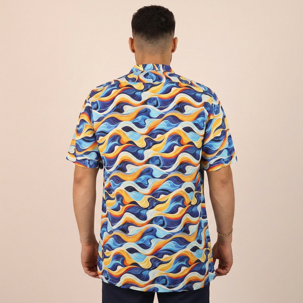 Men's Tropical Print Relaxed Fit Modern Short Sleeve Shirt