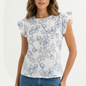 Blusa con estampado floral y mangas con volantes