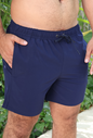 Bañador Liso Color Azul Marino Con Bolsas Elástico Ajustable Para Hombre