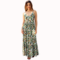 Women's Long V-Neck Dress with Back Adjustment, Light, Fresh, Printed