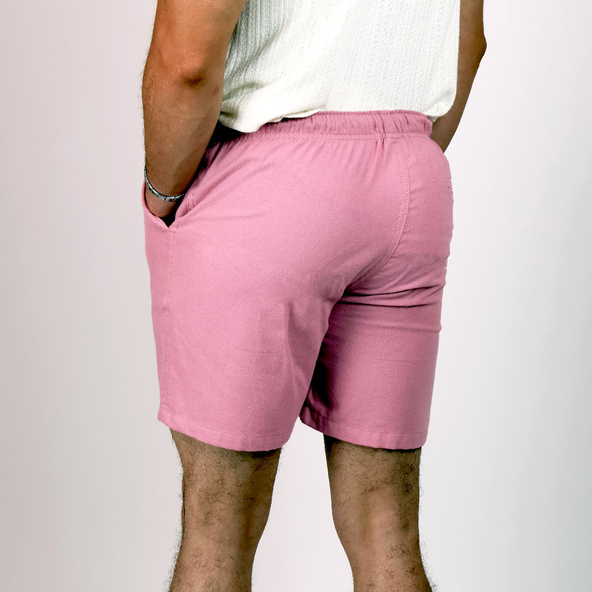 Short Palo de Rosa Hombre Cómodo con Cordón Ajustable y Cintura Elástica