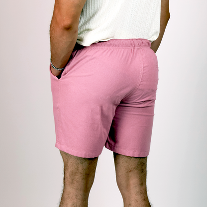 Short Palo de Rosa Hombre Cómodo con Cordón Ajustable y Cintura Elástica