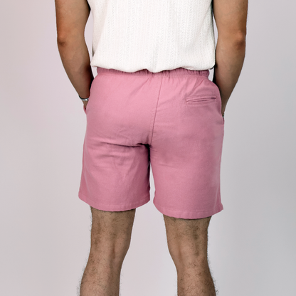Short Palo de Rosa Hombre Cómodo con Cordón Ajustable y Cintura Elástica