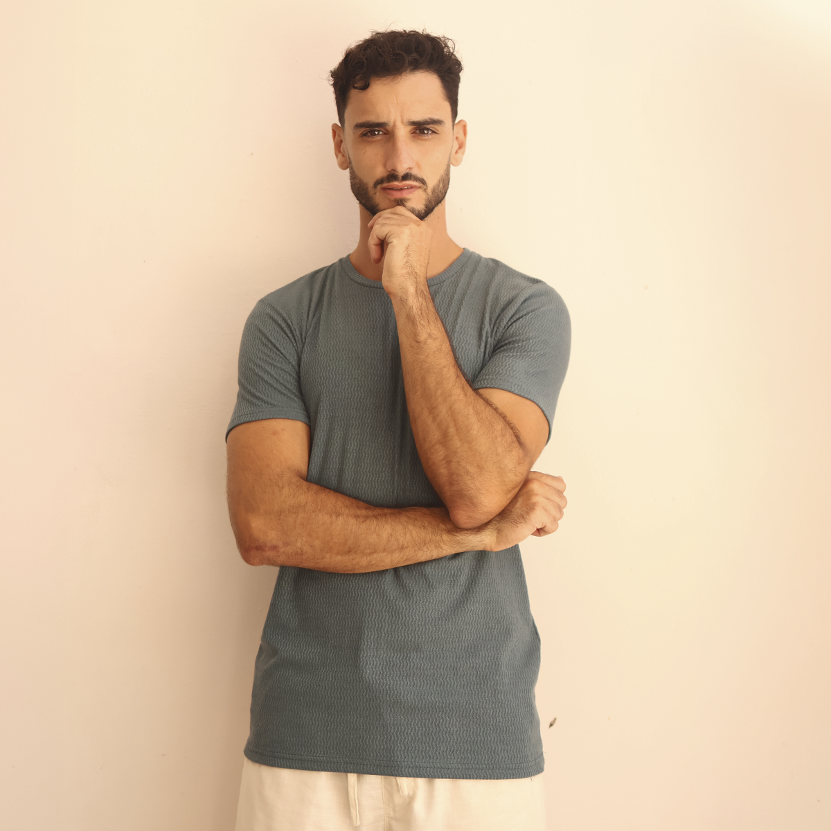 Camiseta de manga corta texturizada para hombre