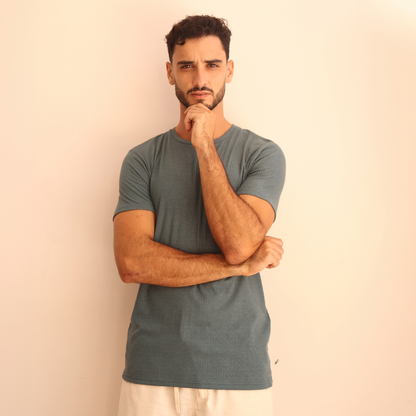 Camiseta de manga corta texturizada para hombre