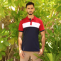 Polo de hombre con bloques de color rojo, blanco y azul marino