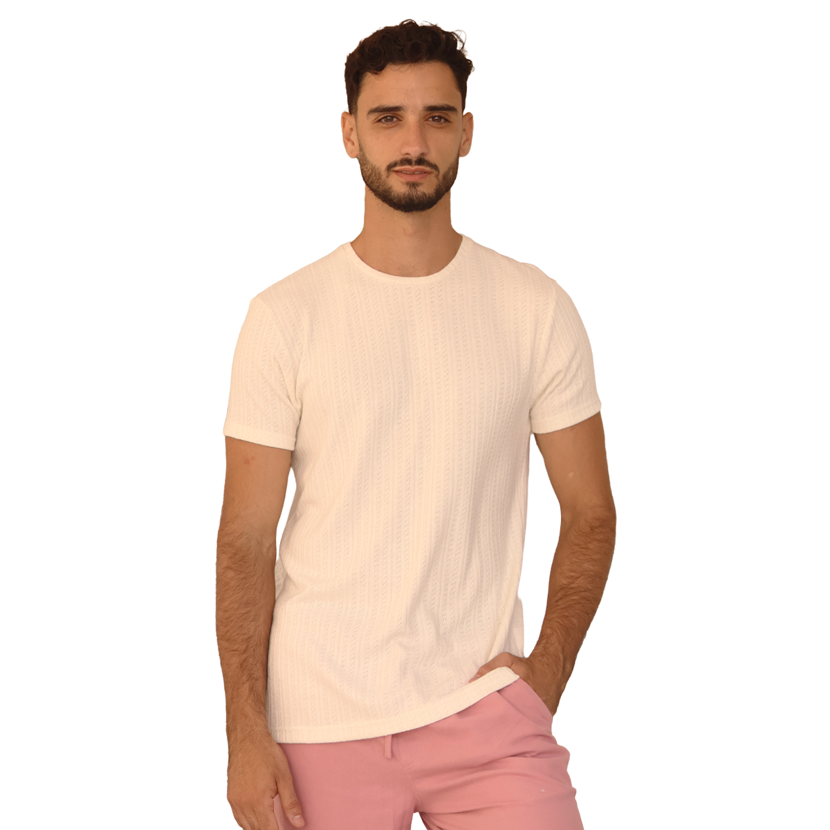 Playera de manga corta con textura acanalada