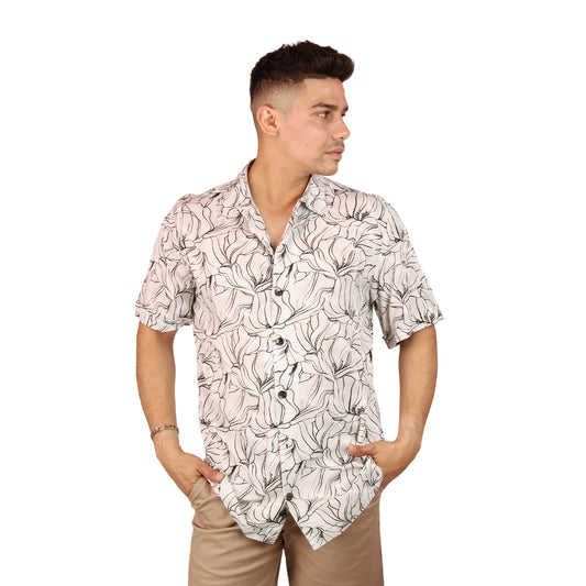 Camisa Tropical Floral Corte Relax Hombre Casual Moderna