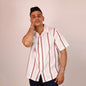 Men's Vertical Print Resort Collar Cotton Loose Fit Shirt