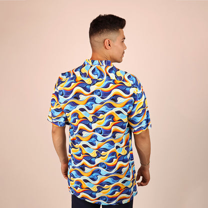 Men's Tropical Print Relaxed Fit Modern Short Sleeve Shirt