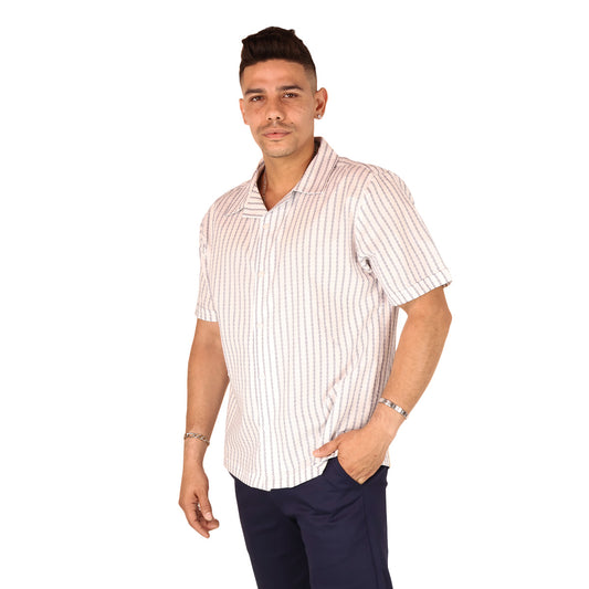 Camisa Estampado Moderno Hombre Corte Loose Fit Cómoda Cuello Resort