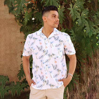 Men's Short Sleeve Tropical Print Modern Resort Collar Shirt