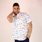 Men's Nautical Cotton Blue and White Short Sleeve Printed Shirt