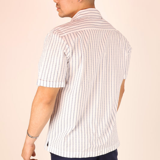 Camisa Estampado Moderno Hombre Corte Loose Fit Cómoda Cuello Resort