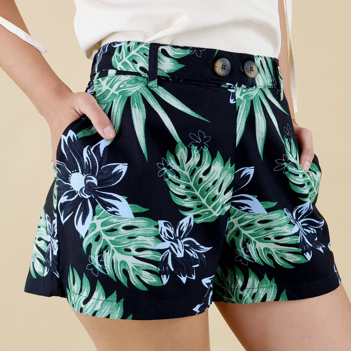Short Corto Dama Estampado Ajuste Trasero Tela Ligera Verano