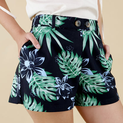 Short Corto Dama Estampado Ajuste Trasero Tela Ligera Verano