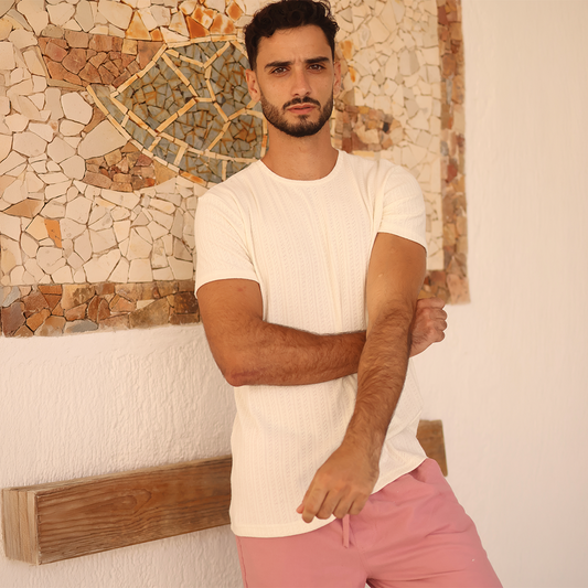 Playera de manga corta con textura acanalada