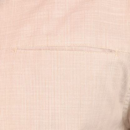Camisa Caqui Hombre Manga Larga Cuello Mao Jaspeada con Bolsa