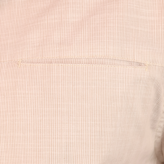 Camisa Caqui Hombre Manga Larga Cuello Mao Jaspeada con Bolsa