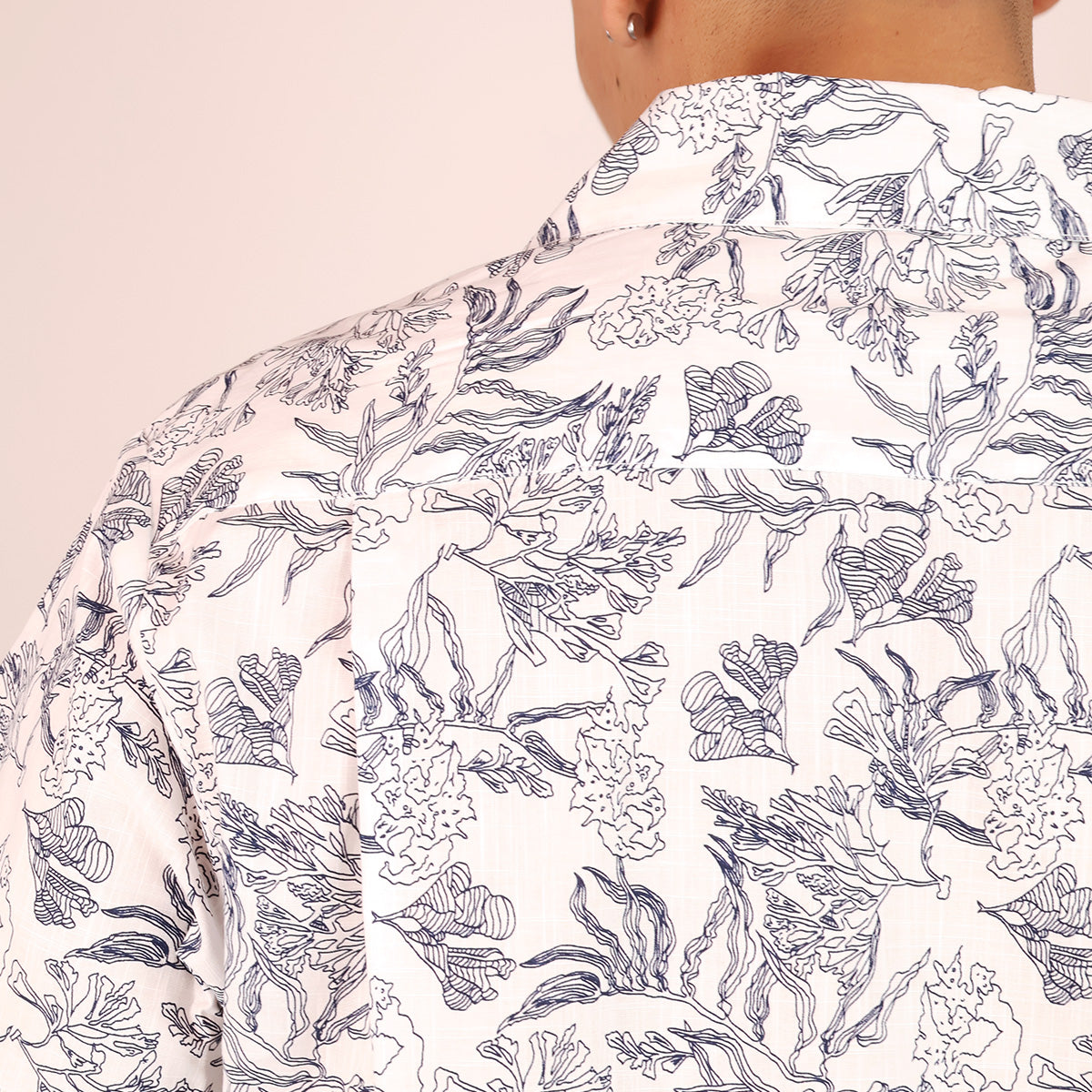 Men's Floral Line Art Tropical Short Sleeve Casual Shirt