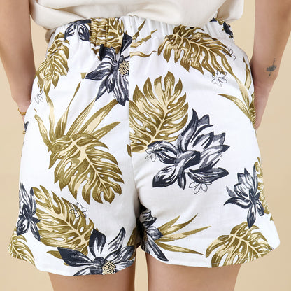Women's Printed Soft Cool Fabric Short with Elastic Back