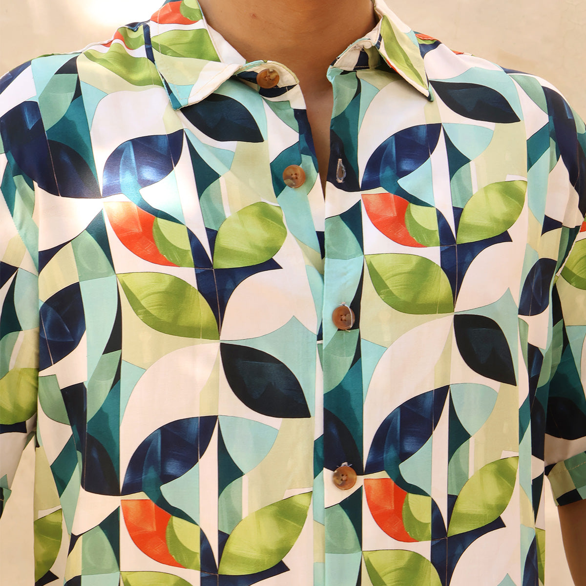 Men's Floral Short-Sleeve Tropical Print Relaxed Fit Shirt