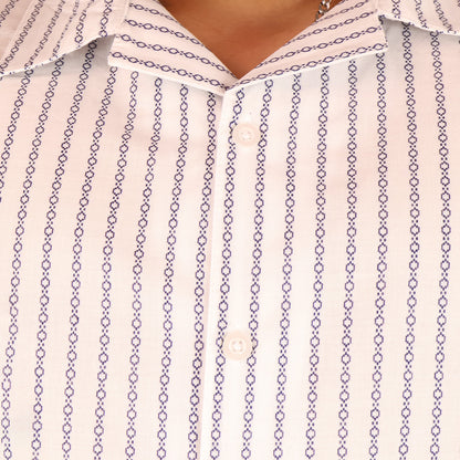 Camisa Estampado Moderno Hombre Corte Loose Fit Cómoda Cuello Resort
