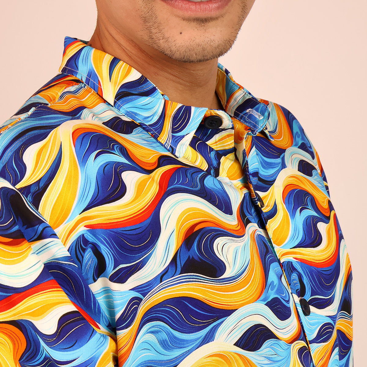 Men's Tropical Print Relaxed Fit Modern Short Sleeve Shirt