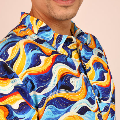 Men's Tropical Print Relaxed Fit Modern Short Sleeve Shirt