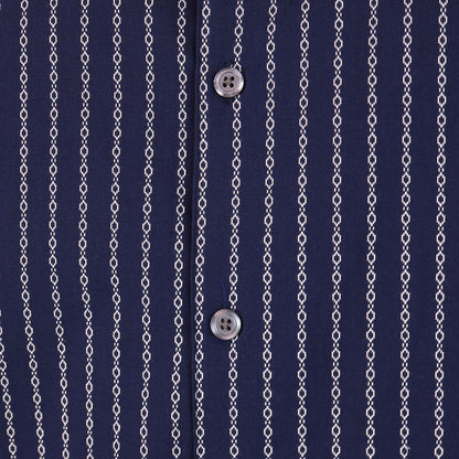 Camisa Azul Marino Estampado Casual Hombre Loose Fit Algodón