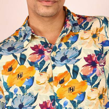 Men's Tropical Short Sleeve Relaxed Fit Modern Shirt