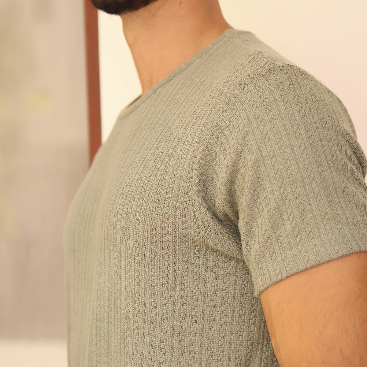 Camiseta de manga corta texturizada para hombre