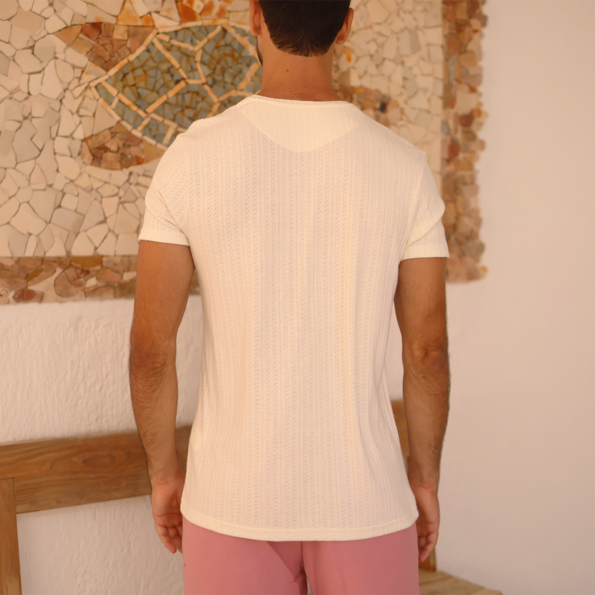 Playera de manga corta con textura acanalada