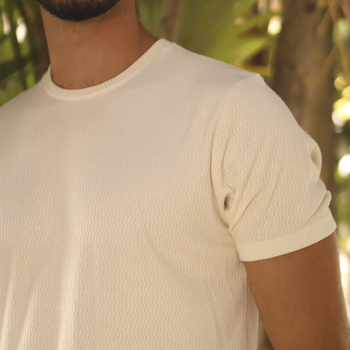 Camiseta básica de manga corta texturizada