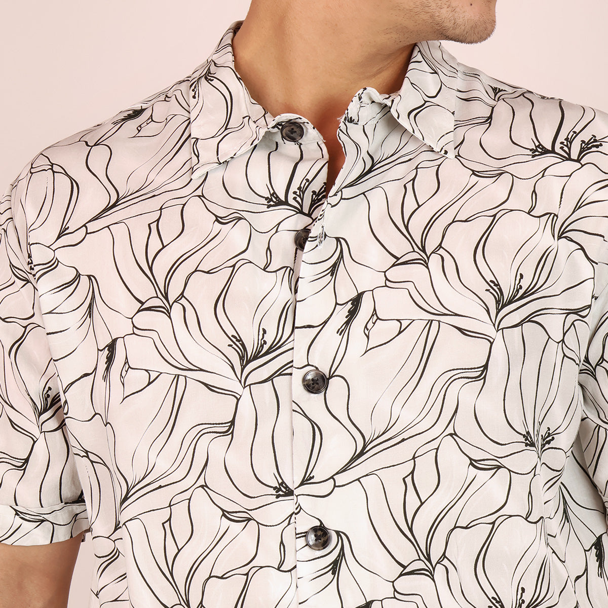 Men's Relaxed Fit Modern Casual Tropical Floral Shirt