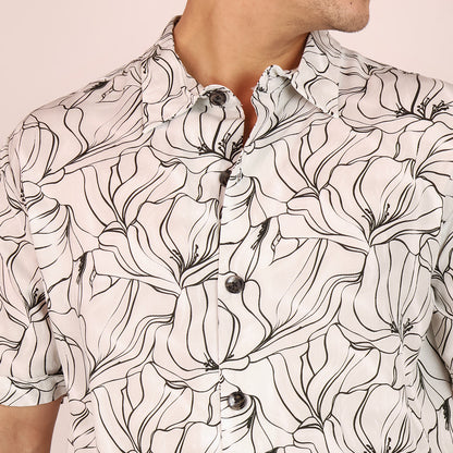 Men's Relaxed Fit Modern Casual Tropical Floral Shirt