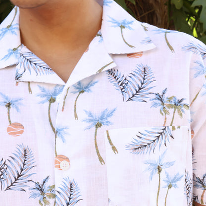 Men's Short Sleeve Tropical Print Modern Resort Collar Shirt