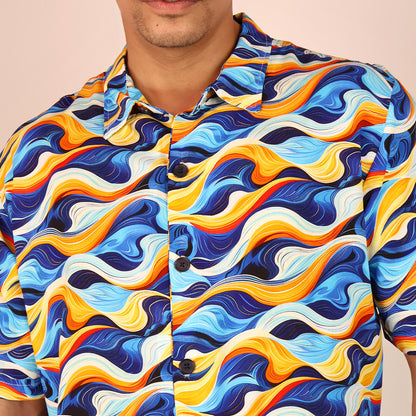 Men's Tropical Print Relaxed Fit Modern Short Sleeve Shirt