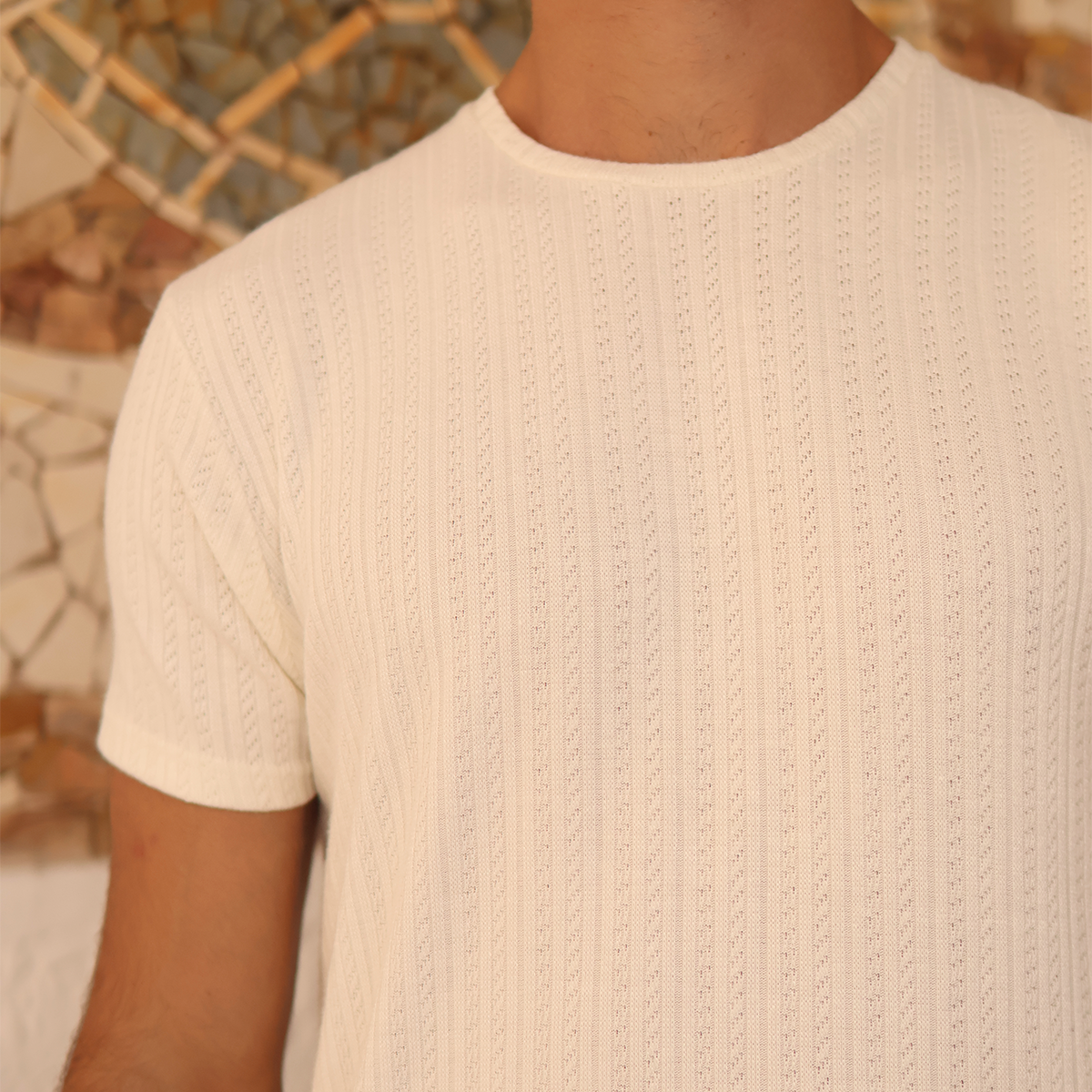 Playera de manga corta con textura acanalada